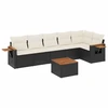 Image de vidaXL Ensemble de salon de jardin 7 pièces avec coussins noir poly rotin