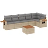 Image de vidaXL Ensemble de salon de jardin 7 pièces avec coussins Beige Poly Rattan