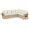 Image de vidaXL Ensemble de salon de jardin 6 pièces avec coussins Beige Poly Rattan