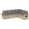 Image de vidaXL Ensemble de salon de jardin 6 pièces avec coussins Beige Poly Rattan