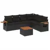 Image de vidaXL Ensemble de salon de jardin 7 pièces avec coussins noir poly rotin