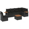 Image de vidaXL Ensemble de salon de jardin 7 pièces avec coussins noir poly rotin