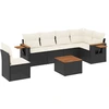 Image de vidaXL Ensemble de salon de jardin 7 pièces avec coussins noir poly rotin