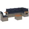 Image de vidaXL Ensemble de salon de jardin 7 pièces avec coussins Gris Poly rotin