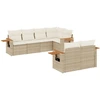 Image de vidaXL Ensemble de salon de jardin 7 pièces avec coussins Beige Poly Rattan