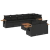 Image de vidaXL Ensemble de salon de jardin 9 pièces avec coussins noir poly rotin