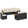 Image de vidaXL Ensemble de jardin canapé 8 pièces avec coussins noir poly rotin
