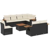 Image de vidaXL Ensemble de salon de jardin 9 pièces avec coussins noir poly rotin