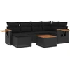 Image de vidaXL Ensemble de salon de jardin 7 pièces avec coussins noir poly rotin