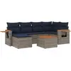 Image de vidaXL Ensemble de salon de jardin 7 pièces avec coussins Gris Poly rotin