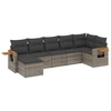 Image de vidaXL Ensemble de salon de jardin 7 pièces avec coussins Gris Poly rotin