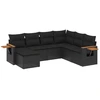 Image de vidaXL Ensemble de salon de jardin 7 pièces avec coussins noir poly rotin