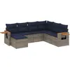 Image de vidaXL Ensemble de salon de jardin 7 pièces avec coussins Gris Poly rotin
