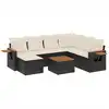 Image de vidaXL Ensemble de jardin canapé 8 pièces avec coussins noir poly rotin