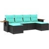 Image de vidaXL Ensemble de salon de jardin 6 pièces avec coussins noir poly rotin