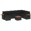 Image de vidaXL Ensemble de salon de jardin 9 pièces avec coussins noir poly rotin