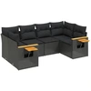 Image de vidaXL Ensemble de salon de jardin 6 pièces avec coussins noir poly rotin