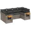 Image de vidaXL Ensemble de salon de jardin 6 pièces avec coussins Gris Poly rotin
