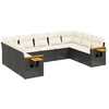 Image de vidaXL Ensemble de salon de jardin 9 pièces avec coussins noir poly rotin