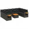 Image de vidaXL Ensemble de 10 canapés de jardin avec coussins noir poly rotin