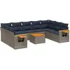 Image de vidaXL Ensemble de salon de jardin 10 pièces avec coussins Gris Poly Rattan