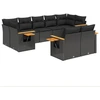 Image de vidaXL Ensemble de salon de jardin 9 pièces avec coussins noir poly rotin
