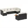 Image de vidaXL Ensemble de salon de jardin 9 pièces avec coussins noir poly rotin