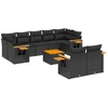 Image de vidaXL Ensemble de 10 canapés de jardin avec coussins noir poly rotin