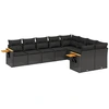 Image de vidaXL Ensemble de salon de jardin 9 pièces avec coussins noir poly rotin
