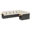 Image de vidaXL Ensemble de salon de jardin 9 pièces avec coussins noir poly rotin