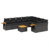 Image de vidaXL Ensemble de 10 canapés de jardin avec coussins noir poly rotin