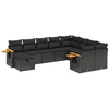 Image de vidaXL Ensemble de 10 canapés de jardin avec coussins noir poly rotin