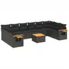 Image de vidaXL Ensemble de salon de jardin 11 pièces avec coussins noir poly rotin
