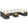 Image de vidaXL Ensemble de salon de jardin 11 pièces avec coussins noir poly rotin