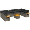 Image de vidaXL Ensemble de salon de jardin 11 pièces avec coussins Gris Poly rotin