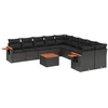 Image de vidaXL Ensemble de salon de jardin 11 pièces avec coussins noir poly rotin