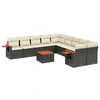 Image de vidaXL Ensemble de salon de jardin 11 pièces avec coussins noir poly rotin