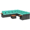 Image de vidaXL Ensemble de salon de jardin 11 pièces avec coussins noir poly rotin