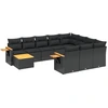 Image de vidaXL Ensemble de salon de jardin 11 pièces avec coussins noir poly rotin
