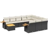 Image de vidaXL Ensemble de salon de jardin 11 pièces avec coussins noir poly rotin