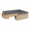Image de vidaXL Ensemble de salon de jardin 11 pièces avec coussins Beige Poly Rattan
