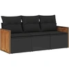 Image de vidaXL Ensemble de salon de jardin 3 pièces avec coussins noir poly rotin