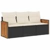 Image de vidaXL Ensemble de salon de jardin 3 pièces avec coussins noir poly rotin