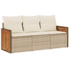 Image de vidaXL Ensemble de salon de jardin 3 pièces avec coussins Beige Poly Rattan
