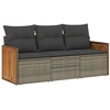 Image de vidaXL Ensemble de salon de jardin 3 pièces avec coussins Gris Poly rotin