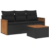 Image de vidaXL Ensemble de salon de jardin 4 pièces avec coussins noir poly rotin