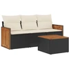 Image de vidaXL Ensemble de salon de jardin 4 pièces avec coussins noir poly rotin