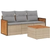Image de vidaXL Ensemble de salon de jardin 4 pièces avec coussins Beige Poly Rattan