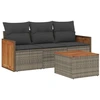 Image de vidaXL Ensemble de salon de jardin 4 pièces avec coussins Gris Poly rotin