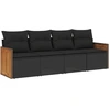 Image de vidaXL Ensemble de salon de jardin 4 pièces avec coussins noir poly rotin